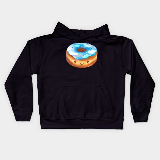 Blue Sky Donut Kids Hoodie by Claire Lin